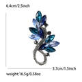 Detailed view of alloy crystal brooch with dimensions 6.4cm height and 3.7cm width - Blue AB Rhinestone