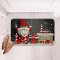 Close-up of a festive Christmas gnome rug on wood floor with gift boxes and snowflake patterns - Christmas Faux Cashmere Rug - 17 / 50*80cm【Skin-friendly Velvet】