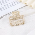 Square beige marble acetate hair claw clip on soft white fabric background - Square / Bright White Marble