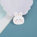 Cute white bunny acrylic pin with pink details on a soft blue decorative background - Soft Cute Bunny