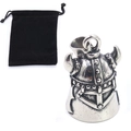 Vintage Viking horn helmet bell pendant in oxidized silver finish with velvet gift pouch - Steel Color Viking Helmet Bell Set (With Pouch)