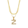18K gold-plated double-layer necklace featuring a zircon Z letter pendant on snake chain - Letter Z Style