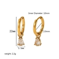 Detailed dimensions of gold teardrop earrings with zircon cross inlays and 10mm inner diameter - Waterdrop Pointed Bottom Pendant Style (TE6790-WT)