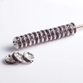 Silver plated spacer beads with purple rhinestones for DIY bracelet jewelry making - Silver Plated Deep Purple Rhinestone