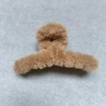 Plush 11cm light camel hair claw clip with a soft faux fur finish for winter styling - Dark Coffee