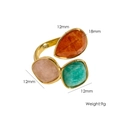 Offener Ring aus 14K vergoldetem Titanstahl mit bunten Zirkonia in Tropfen- und Quadratform - Mehrfarbig 3