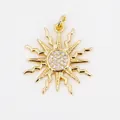 Macro detail of sunburst charm with micro-pave cubic zirconia in 18K gold plated copper - W4814-18K Gold