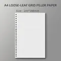 A4 size grid loose-leaf paper refill with multi-hole design for notebooks, 205x288mm - A4 Grid [60 Sheets]