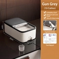 Contenedor de arroz moderno de 5kg gris y blanco con tapa deslizante y taza - Individual-5kg / Color Gunmetal