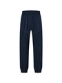Navy blue waffle knit joggers with drawstring waist and unique textured paneling - S / Navy Blue