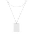 Collana doppia fila minimalista in argento con ciondolo a targhetta in acciaio 316L - Color Acciaio