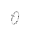 Minimalistischer offener Ring aus 925er Sterlingsilber mit zwei Zirkoniasteinen - US-Größe 5 / Silber