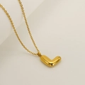 Polished gold stainless steel necklace featuring a smooth bubble letter L pendant - Letter L / Gold