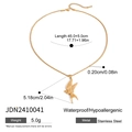 Gold swallow bird necklace in stainless steel, pendant size 5.18cm with 45cm plus 5cm chain - Gold Swallow Stainless Steel Necklace (JDN2410041)