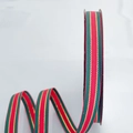 Christmas ribbon with red green stripes and gold accents on a spool roll - 2.5cm Wide [Regular] 25 Yards Long