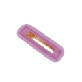 Pink rectangular acetate hair clip with glitter finish and metal grip for women - Purple Glitter Square