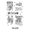Waterproof temporary tattoo sheet TH-479 with black and white sketches and text - Th-479 / 210*148mm
