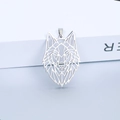Macro shot of a hollow geometric wolf head pendant made of polished stainless steel - Single Pendant / Silver