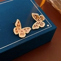 Macro shot of butterfly earrings with black polka dots and cubic zirconia on jewelry box - Coffee Gold Polka Dot (1# Silver Pin Gold Plated)