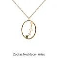 Collar Aries de plata S925 dorada con gemas de colores en un colgante de diseño ovalado - Aries