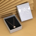Silver jewelry gift box with bow and a rose gold four-leaf clover pendant necklace - 6.5*8.5cm / Silver