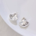Silver shell charm with pearl and rhinestone inlay for DIY jewelry making - 3# Matte Silver Confidence Pearl Shell