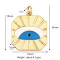 Gold-plated evil eye charm with blue enamel details and precise size measurement marks - Gold Big Eye L296835