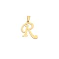 Polished golden stainless steel letter R pendant with vacuum plating and clasp - Letter R