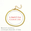 Women's 18K gold plated stainless steel snake chain bracelet with 2.8mm width design - Flat Snake/Herringbone Style / 2.8mm Wide (17+5cm) / Gold