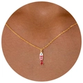 Gold stainless steel fish pendant necklace with red and white enamel on a dainty chain - Red Fish Necklace