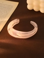 Pink marble texture resin open cuff bracelet with minimalist translucent aesthetic - L157-2 Light Purple
