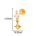 Gold star lip stud with zircon stone and measurements 1.25cm by 0.35cm - Four-Point Star Dangle (2608-8#金)