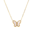 Collana vintage francese in oro 18 carati con ciondolo a farfalla in madreperla - Stile Farfalla (JDN20555)