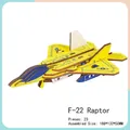 Yellow F-22 Raptor 3D wooden aircraft puzzle for kids, 23 pieces DIY assembly kit - F22 Raptor