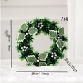 28cm künstlicher Adventskranz mit silbernen Beeren und gefrosteten grünen Blättern - D1-5 Grüner Kranz Mit Stechpalmenblättern Und Silbernen Beeren
