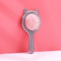 Sparkly silver glitter cat-ear hair brush with pink massage bristles and soft air cushion - Glitter Silver White Cat Comb