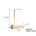 Small jewelry stand with golden metal rack and light wood base measuring 12.5cm in height - L-Shape Small / Natural Wood Color