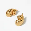Minimalist double-layered gold water drop earrings with a high-polished mirror finish - Gold Double Waterdrop Style (D2721)