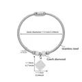 Silbernes Schlangenkette-Armband aus Edelstahl mit quadratischem Anhänger - Quadratischer Zirkonia-Anhänger Schlangenkette Stil (Z249-Silber Armreif) / Silber