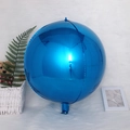Glossy 4D round blue aluminum balloon with metallic mirror effect in a home decor setting - 4D Sphere Dark Blue / 22 Inch