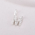 Silver 925 letter m pendant necklace with clear sparkling cubic zirconia stones - M / Silver