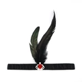 Bandeau à plumes noires avec couronne argentée et gemme rouge, style années 1920 flapper - 1920 - Couronne Rouge Gemme Bleue