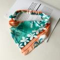 Tropical coconut tree print triangle headscarf with elastic band for summer vacation - Orange Green Coconut Tree