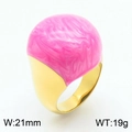 Pink and white marble enamel ring in 18k gold plated stainless steel, 21mm width - US 6 / Gold Pink Marble