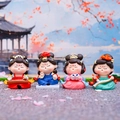 Set of 4 Q-version Chinese ancient lady figurines in red, blue, pink and green resin - Celestial Beauty Series (1056-9) / Set of 4