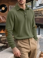 Detail of olive green corduroy polo with brown suede elbow patches and ribbed texture - S / Army Green