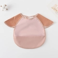 Waterproof baby feeding bib with cute wing sleeves in pink and warm brown tones - Shawl - Horse Pink Color Block / One Size