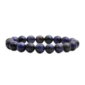 Polished natural blue tiger eye bead bracelet with hawk eye effect on white background - 10mm