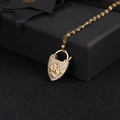 Collana con ciondolo a lucchetto a cuore in oro 18K con zirconi e motivo a croce - Stile Croce In Zirconia / Bianco 3 (Croce)