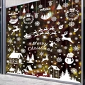 Stickers de Noël blancs pour fenêtres avec traîneau du Père Noël, rennes et flocons - Lot de 8 Mixte B
